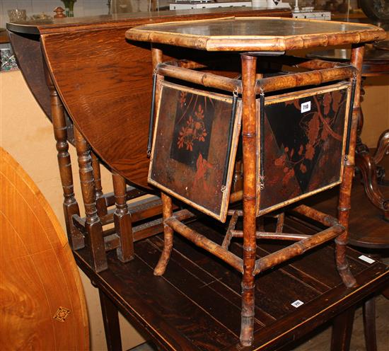 Chinese bamboo & lacquered  table, oak gateleg table